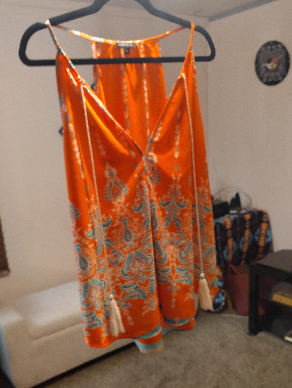 MCM Orange Paisley-Print Tank Top with Blue and Cream Accents